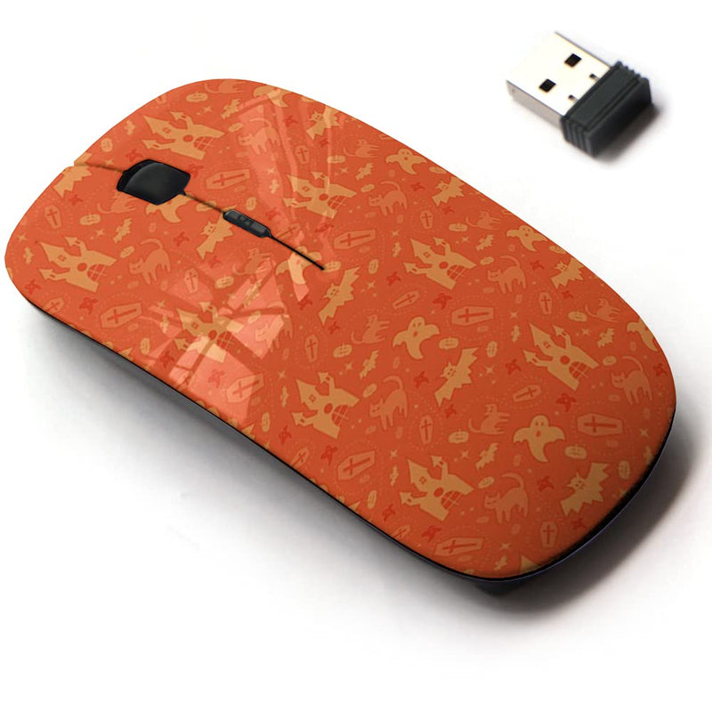 [Australia - AusPower] - 2.4G Wireless Mouse with Cute Pattern Design for All Laptops and Desktops with Nano Receiver - Halloween Orange 
