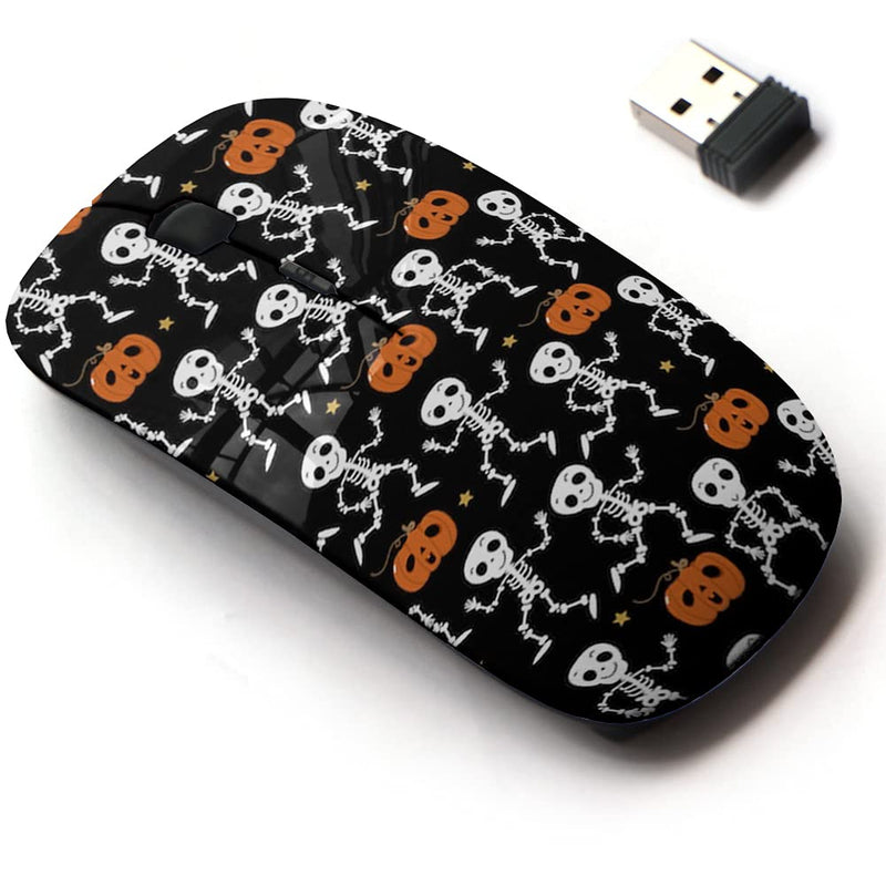 [Australia - AusPower] - 2.4G Wireless Mouse with Cute Pattern Design for All Laptops and Desktops with Nano Receiver - Cute Skeleton Dance Pumpkin 