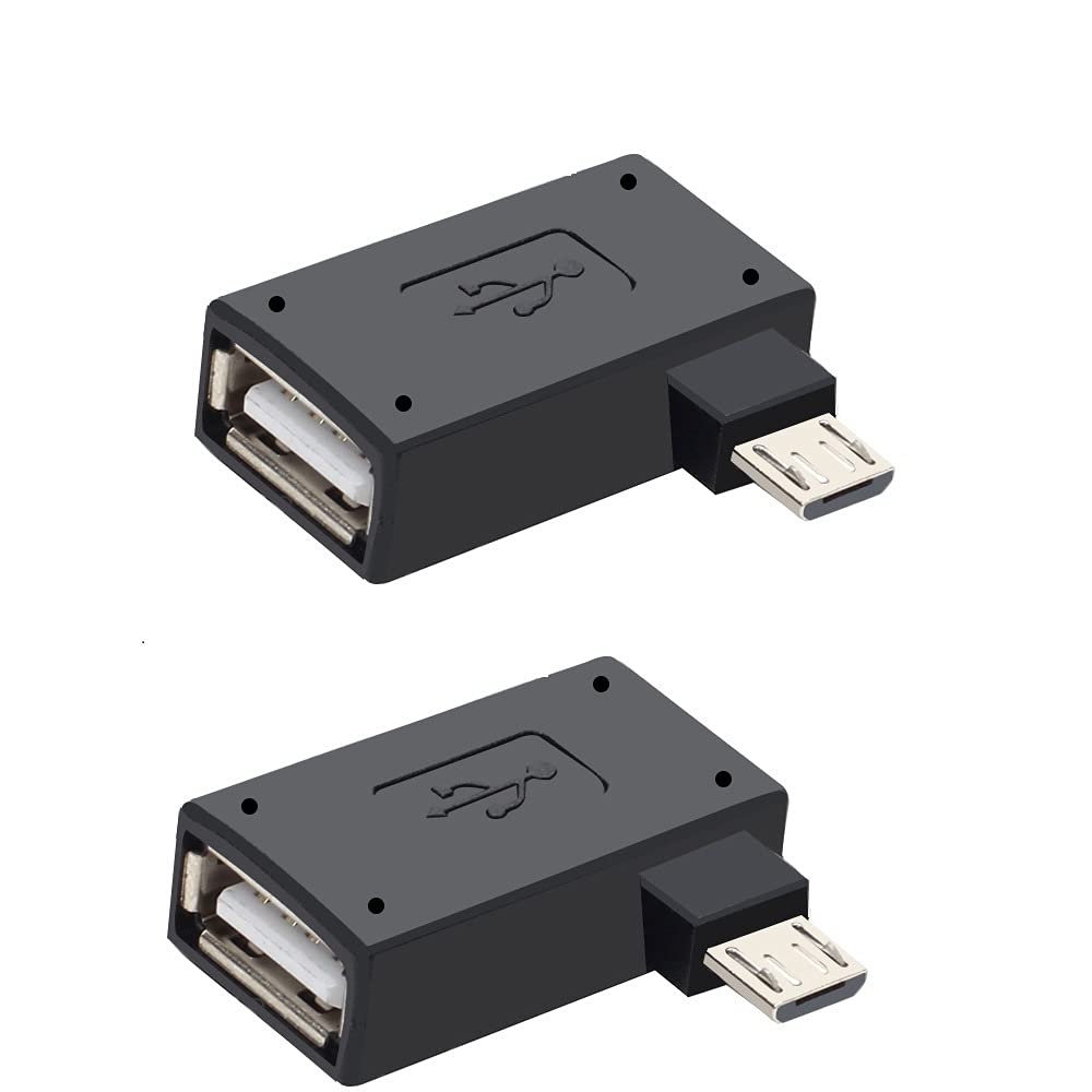 [Australia - AusPower] - Oassuose 2-in-1 Powered Micro USB OTG Adapter for Fire Stick/Host Devices, Android Smart Phone or Tablet - 2 Pack Right 