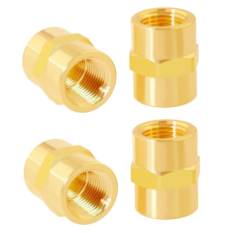 [Australia - AusPower] - ANPTGHT Brass Pipe Fitting NPT Coupler, 1/4" x 1/4" Standard NPT Female thread（pack of 4） 1/4”x1/4” 