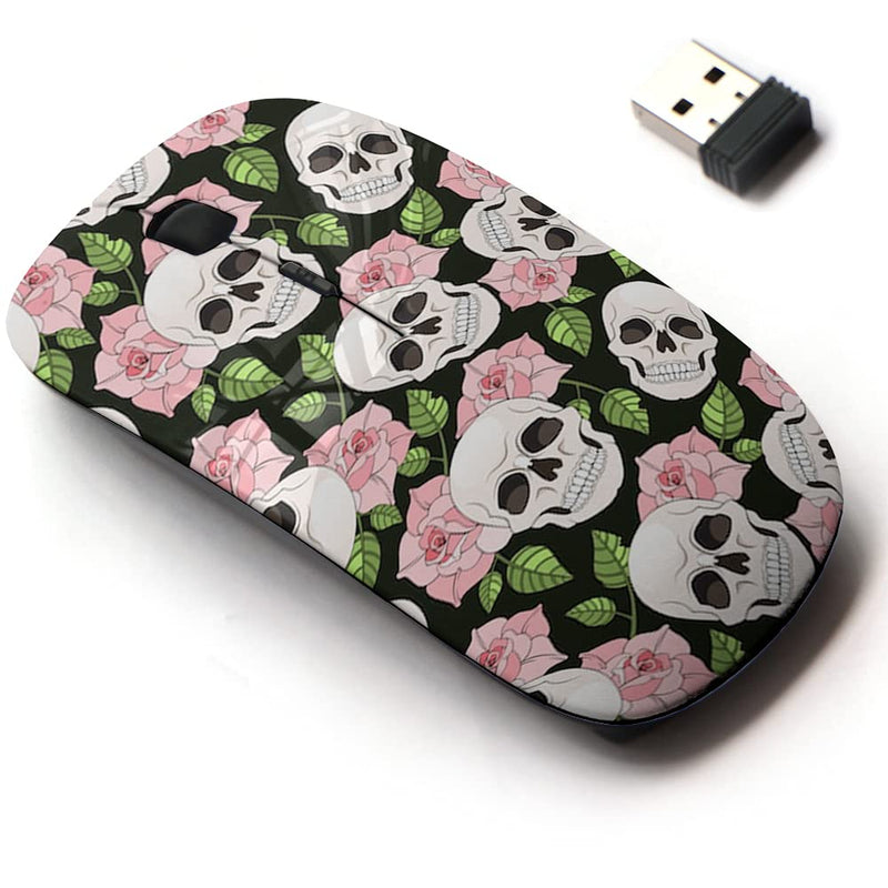 [Australia - AusPower] - 2.4G Wireless Mouse with Cute Pattern Design for All Laptops and Desktops with Nano Receiver - Gothic Roses Skulls 