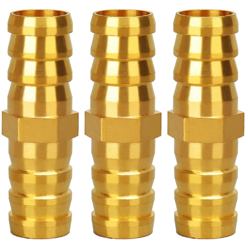[Australia - AusPower] - JoyTube Brass Hose Barb Fitting Metals Splicer Mender, 1" Barb Hose Union Fuel Gas Water Air (Pack of 3) 1 Inch 