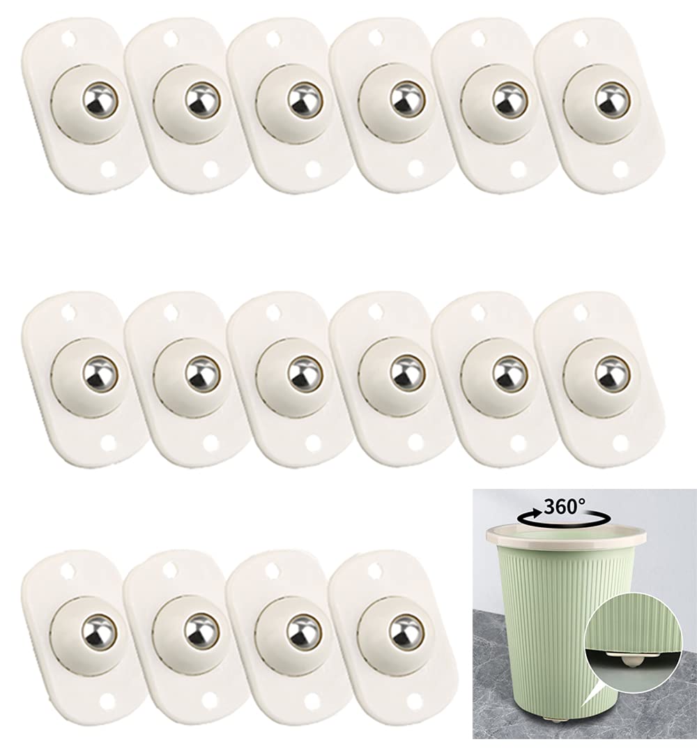 [Australia - AusPower] - 16PCS Self Adhesive Mini Swivel Caster Wheels, 360° Rotation Ball Caster, Stainless Steel Universal Wheel Ball Transfers Pasted on The Bottom of Storage Box Small Furniture DIY Toys for Moving Easily 