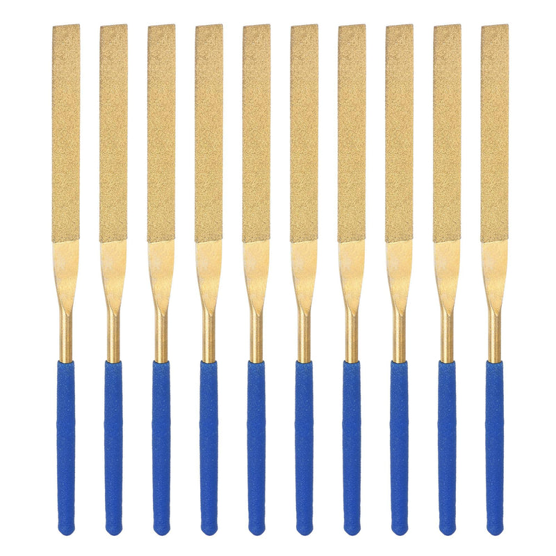 [Australia - AusPower] - uxcell Diamond Needle File Set 5mm x 180mm, Flat Files Titanium Coated Tools for Metal Wood Stone Glass, 10pcs 