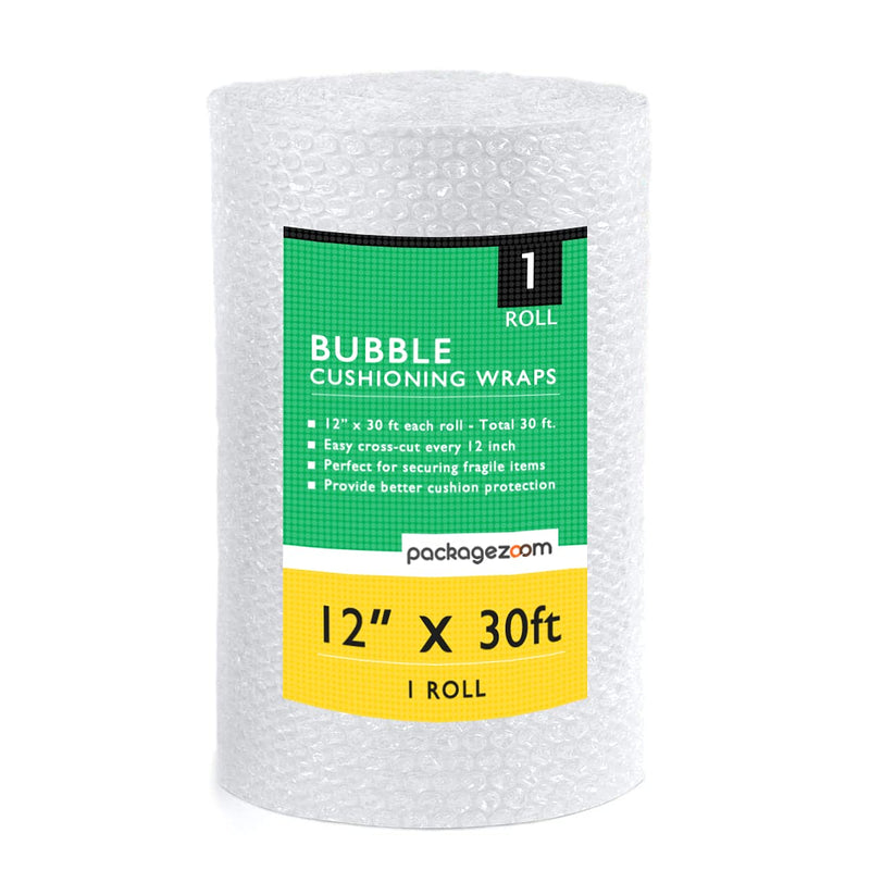 [Australia - AusPower] - 1 Pack 12 inch x 30 ft. Bubble Cushioning Wrap Shipping Packing Moving Supplies Perforated Every 12” Bubble Cushioning Wrap for Packing and Moving Boxes Bubble Packing Wrap for Moving 12" x 30 ft. / 1 Roll 