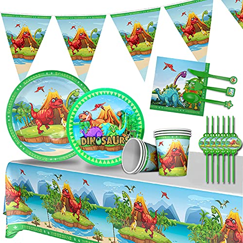 [Australia - AusPower] - 6 Sets Dinosaur Theme Tableware Paper Plate Cup Napkins Boy Happy Birthday Party Decor Kids Jurassic World Party Jungle Safari Birthday 