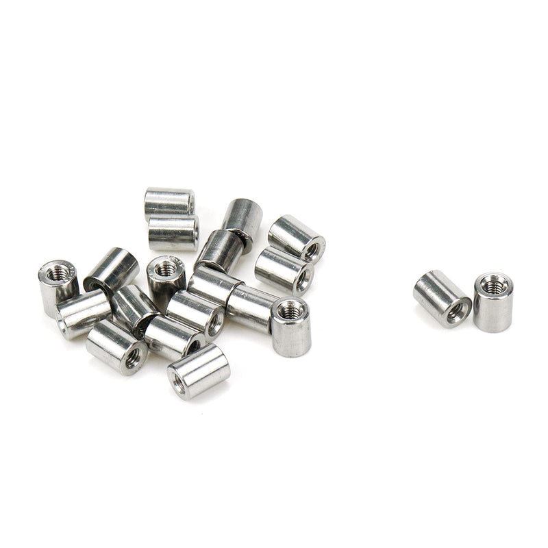 [Australia - AusPower] - Dahszhi M4(5/32) Round Connector Nuts Stainless Steel Coupling Nut 8mm/5/16" Outer Dia - Pack of 20 M4*10*Φ8 