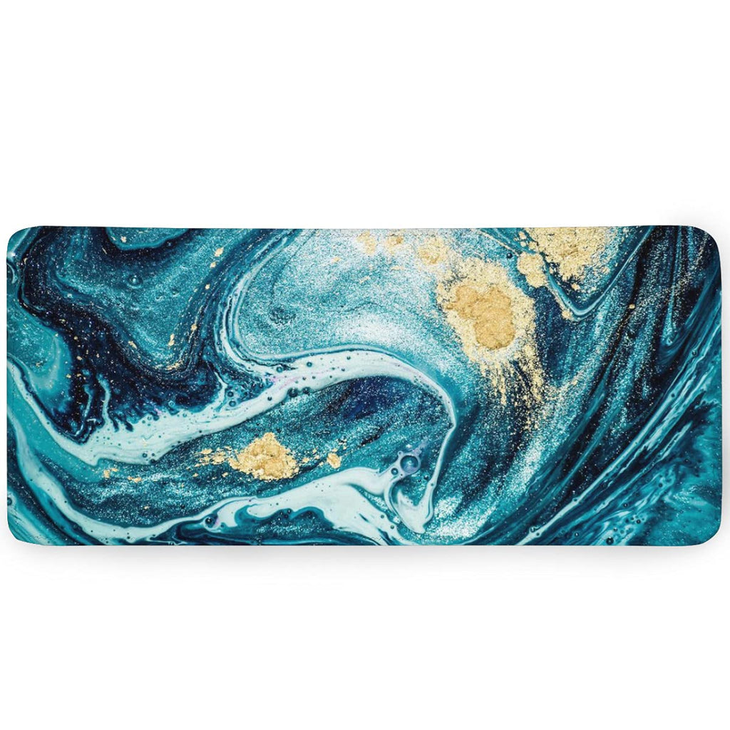 [Australia - AusPower] - Swirls Blue Marble Mouse Pad Blue Paint of Gold Powder Mouse Pads Large Extended Gaming Mouse Pad with Stitched Edges and Non-Slip Rubber Base Desk Mat for Work Office Home ，31.5'' X 11.8'' Inches 