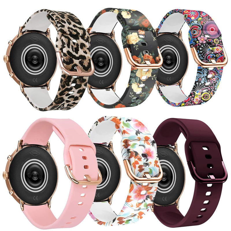 [Australia - AusPower] - ViCRiOR Bands Compatible with 22mm Wide Fossil Gen 5 Julianna 2019 Release Women's Smart Watch, Soft Silicone Fadeless Pattern Printed Floral Replacement Band for Fossil Gen 5 Carlyle ( Not for Gen 5E) 