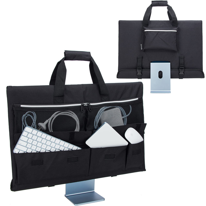 [Australia - AusPower] - KISLANE Travel Carrying Case for 24'' iMac Desktop Computer, Protective Storage Bag for iMac Monitor Dust Cover with Carry Handle for 24 inch iMac Screen and Accessories (Black) Black 