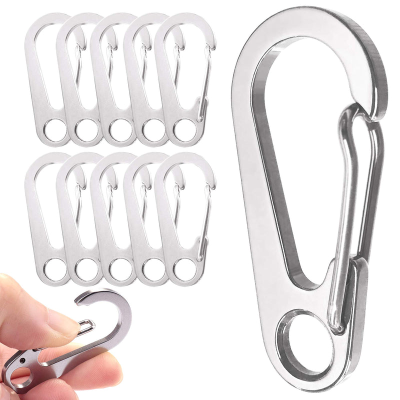[Australia - AusPower] - 10PCS 1.77 Inch Stainless Steel Clip Spring-Snap Hook,EDC Mini Carabiner Custom Quick Release Hook for Outdoor Key Chain Camping Fishing Hiking Traveling 