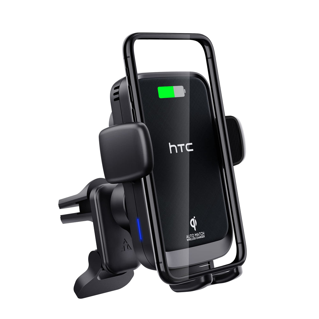 [Australia - AusPower] - HTC Auto-Clamping Car Phone Mount Wireless Charger, 15W Fast Charging Air Vent Car Phone Holder, Compatible with iPhone, Samsung, LG and More 