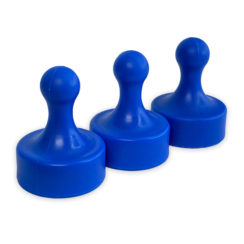[Australia - AusPower] - Super Strong Neodymium Rare Earth Colorful Pawn Shaped Magnets for Dry Erase Whiteboard, Glass Board, Refrigerator, Fridge, Map, Calendar | Set of 3 Powerful, Heavy Duty Magnets (Blue) Blue 