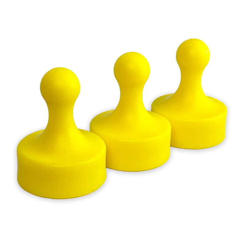 [Australia - AusPower] - Super Strong Neodymium Rare Earth Colorful Pawn Shaped Magnets for Dry Erase Whiteboard, Glass Board, Refrigerator, Fridge, Map, Calendar | Set of 3 Powerful, Heavy Duty Magnets (Yellow) Yellow 