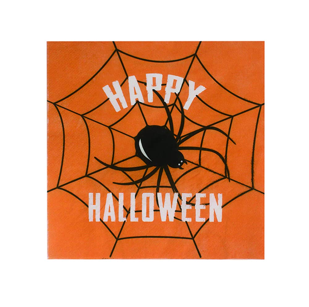 [Australia - AusPower] - Halloween Spider Napkins, Disposable Paper Napkins for Halloween Party Supplies, 80 Pieces Orange Spider Paper Napkins, Unfolded 13x13 inches style A 