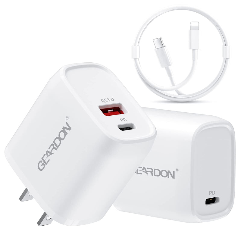 [Australia - AusPower] - 2 Packs USB C Charger with Cable, 20W PD Fast Charging Block Wall Plug Power Adapter Dual Ports with 3.3FT Type-C Cable for iPhone 13/13 Mini/13 Pro/13 Pro Max/12/12 pro/12 pro max/11/11 Pro 