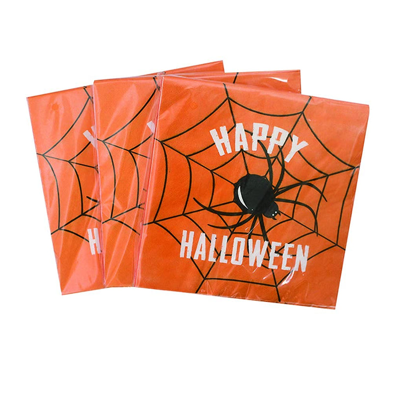 [Australia - AusPower] - 60CT Halloween Napkins Spider, Disposable Paper Napkins for Holiday Festivities, Orange Spider Paper Napkins, Unfolded 13x13 inches, 2-ply Style A-60CT 