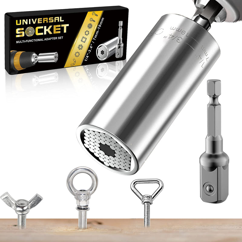 [Australia - AusPower] - Christmas Gifts Stocking Stuffers for Men Dad Boyfriend, Universal Socket Tools Cool Stuff Gadgets Mens Gifts for Him, Professional 7mm-19mm Socket Set for Multiple Adapters Best Gift Idea 