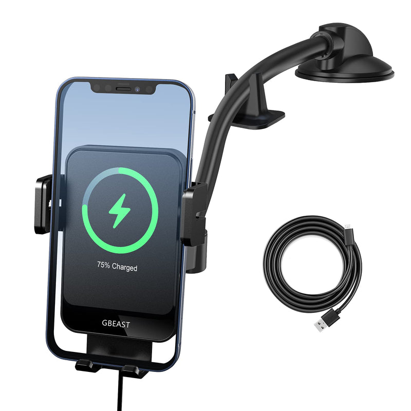 [Australia - AusPower] - Wireless Car Charger, GBEAST 15W Qi Fast Charging Car Charger Auto Clamping and Intelligent Alignment Charging Area Dashboard Windshield Car Mount for iPhone 13 12 11 Mini Pro Max Galaxy S21 S20+ S10 