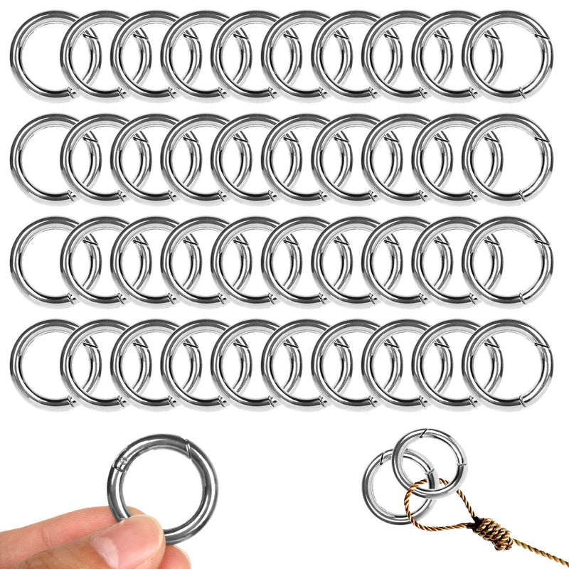 [Australia - AusPower] - 40Pcs Spring O Rings Round Carabiner Snap Clip, 28MM Zinc Alloy Spring Round Keychain, Spring O Ring for Key Chains, Bag, Purse, Handbag 