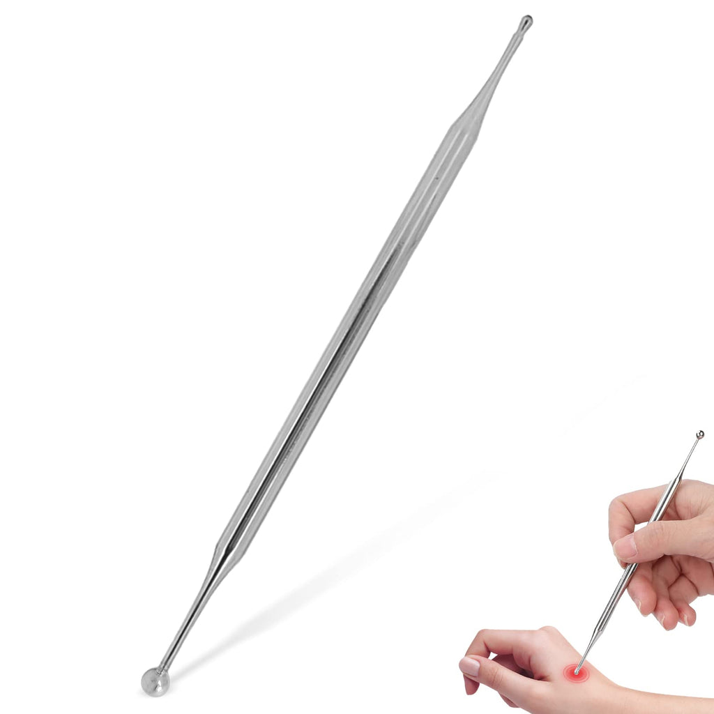 [Australia - AusPower] - Dual Head Facial Reflexology Tools, Stainless Steel Portable Ear Acupuncture Body Point Probe Massage Tool 