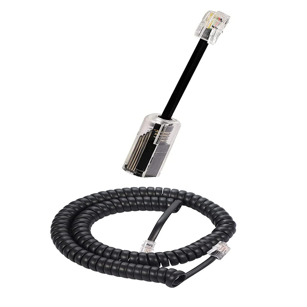 [Australia - AusPower] - Telephone Handset Cord Detanglers,Landline Handset Cord Cable 13Ft Uncoiled(1.2 Ft Coiled) and Anti-Tangle Telephone Cord Untangler 360 Degree Rotating Swivel Cord(Black) Black-13ft 
