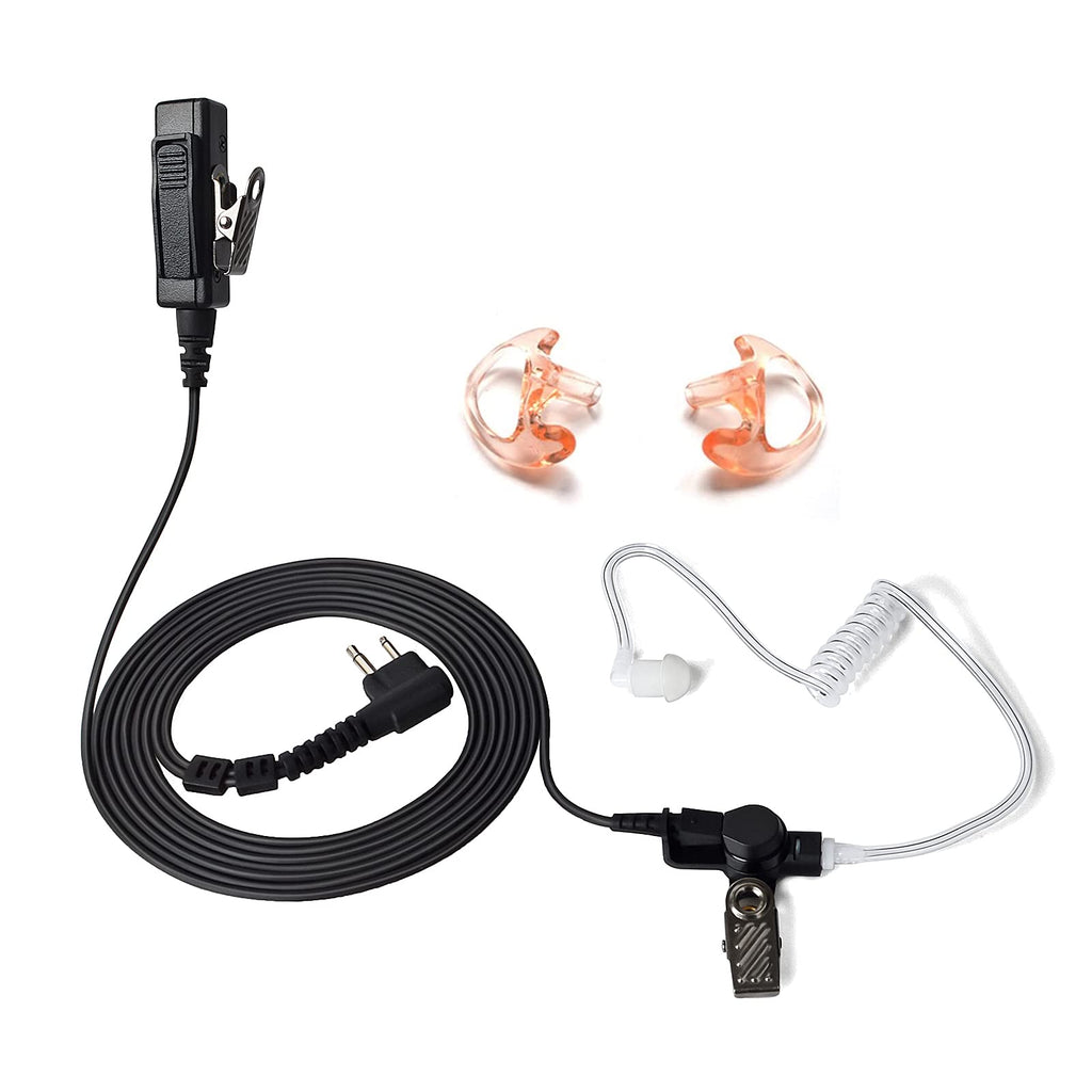 [Australia - AusPower] - HYS Surveillance Kit Earpiece Clip Microphone PTT with One Pair Medium Earmolds (Two-Wire: 3.8ft/4.3ft) for BPR40 RMM2050 RDV2020 RDU4100 Radio Acoustic Tube Headset 