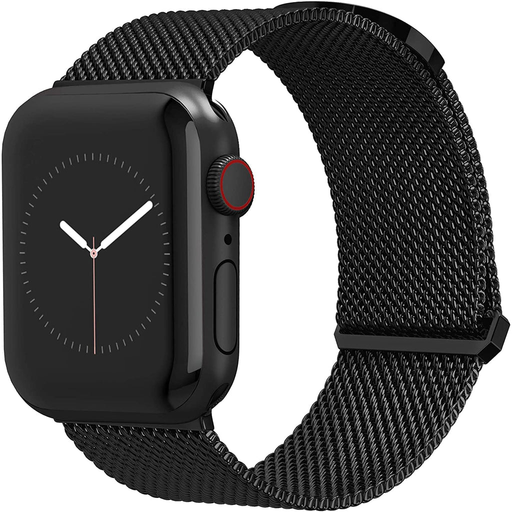 [Australia - AusPower] - Stainless Steel Magnetic Absorption Band Compatible with Apple Watch Metal Mesh Quick Release Wristband Sport Loop Series 7/6/SE/5/4/3/2/1 BLACK 42mm/44mm/45mm 