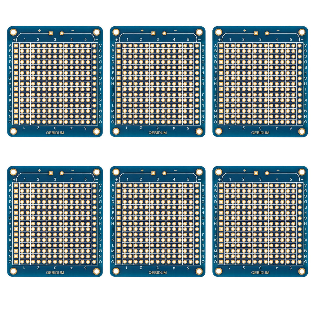 [Australia - AusPower] - QEBIDUM Mini Breadboard Solderable Protoboard for DIY Electronic, PCB Prototype Board Suit for Arduino Projects, Double Sided Perma-Proto Boards Gold-Plated Pad Easy to Solder (6 Blue Pack) 