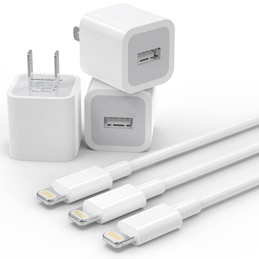 [Australia - AusPower] - (Apple MFi Certified) iPhone Charger Cable,PLmuzsz 3Pack Data Sync Charging Cords with 3Pack USB Wall Charger Travel Plug Adapter Compatible iPhone 12 Pro/11 Pro/Xs/XR/X/8/8Plus and More 