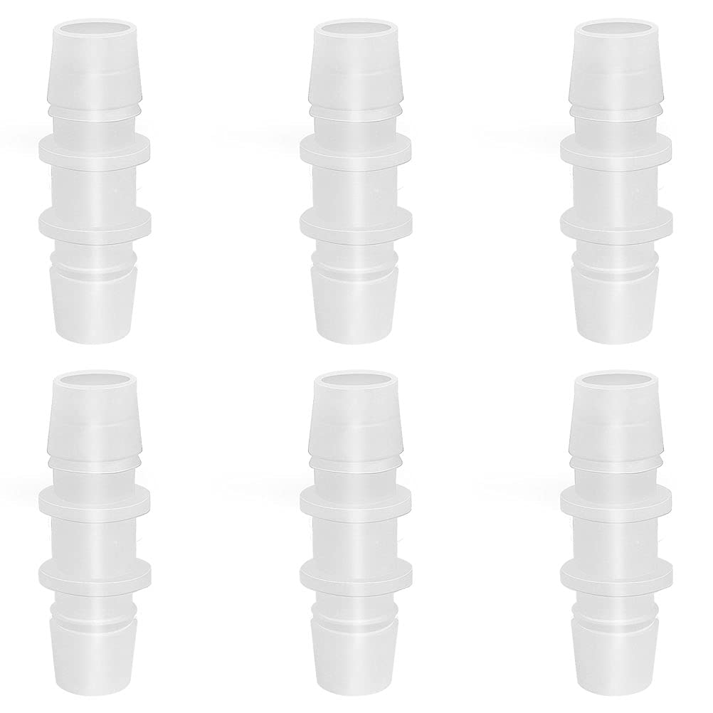 [Australia - AusPower] - 6Pcs Plastic Hose Barb Fitting, 1/2" x 1/2" Barbed Splicer Mender Joint Adapter Union Fitting for Aquarium Household Adapters Fuel Gas Liquid Air 