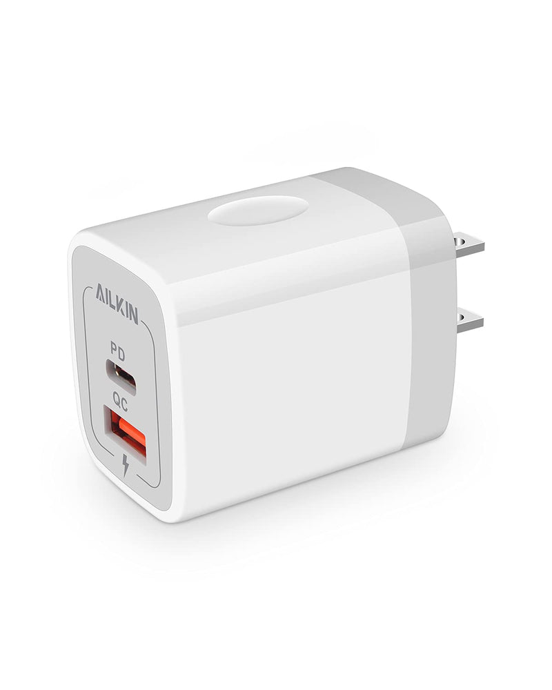 [Australia - AusPower] - USB C Charger Block, USBC Wall Charger, AILKIN 20W PD C Type Charging Power Adapter USB-C Charging Station Fast Charge for iPhone 13 12 11 Pro Max Mini SE 10 X XR XS 8 Plus, Samsung Galaxy 21 Boxed White 