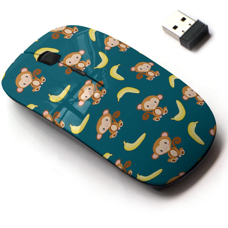 [Australia - AusPower] - 2.4G Wireless Mouse with Cute Pattern Design for All Laptops and Desktops with Nano Receiver - Monkey Yellow Banana 