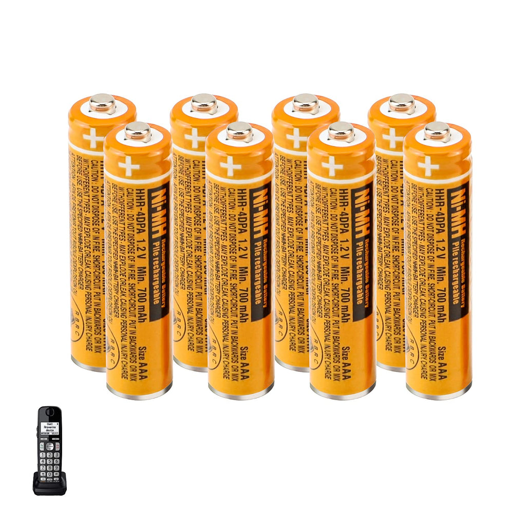 [Australia - AusPower] - 8PCS HHR-4DPA NI-MH AAA Rechargeable Batteries,1.2V 700mAh Battery for Panasonic Cordless Phone. 