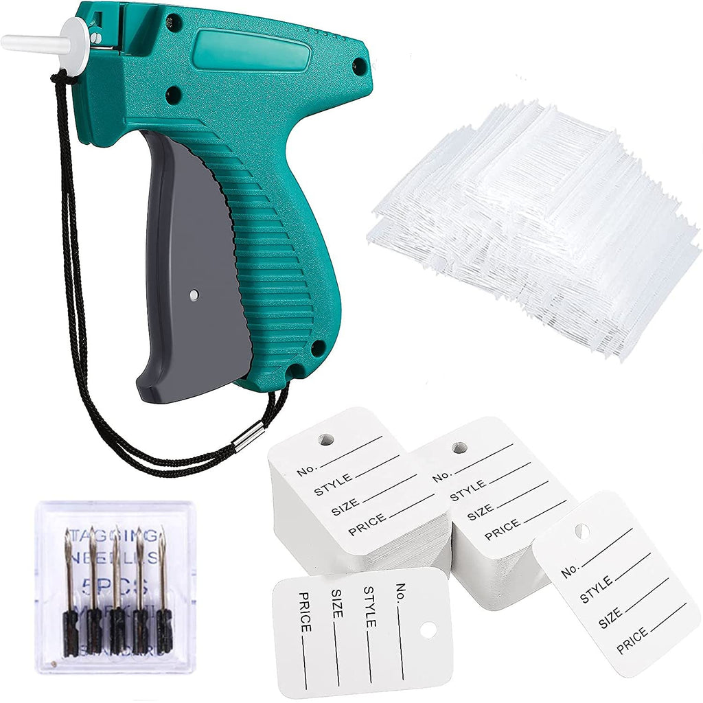 [Australia - AusPower] - 2106 Pieces Clothes Garment Tag Attacher Garment Tag Applicator Machine, Clothes Tagging Applicator Set,Contains 6 Steel Needles 100 Clothing Labels and 2000 Barbs Fasteners for Fine Tagging (Green) 