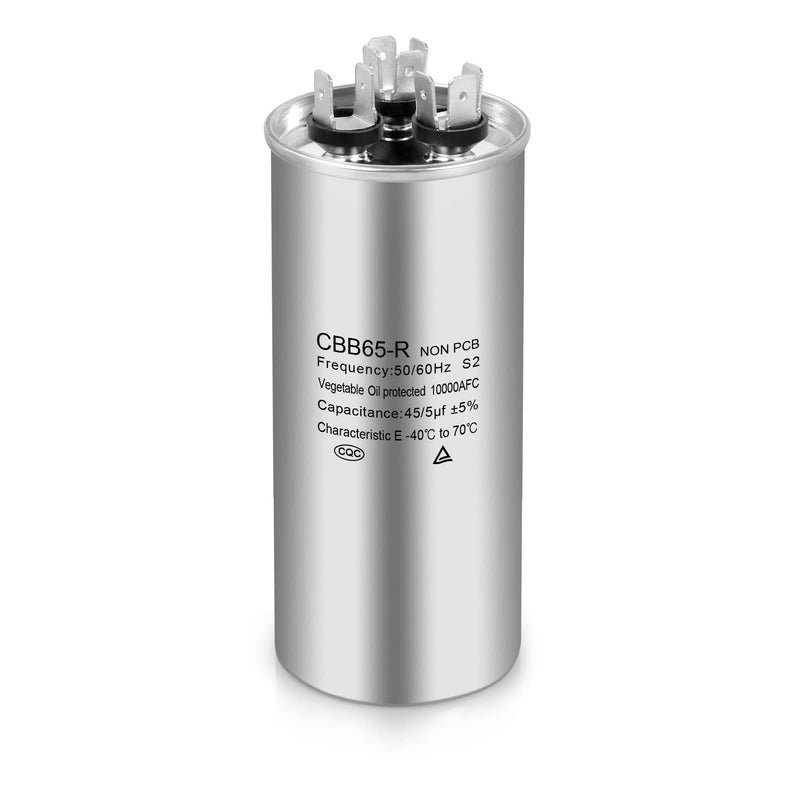 [Australia - AusPower] - Boffdock 45+5 MFD Capacitor ±5% 45/5 uF 370/440 VAC CBB65 Round Dual Run Capacitor for Air Conditioner,Heat Pump Condenser,Fan Start- 5 Years Warranty 45+5UF-370/440V 