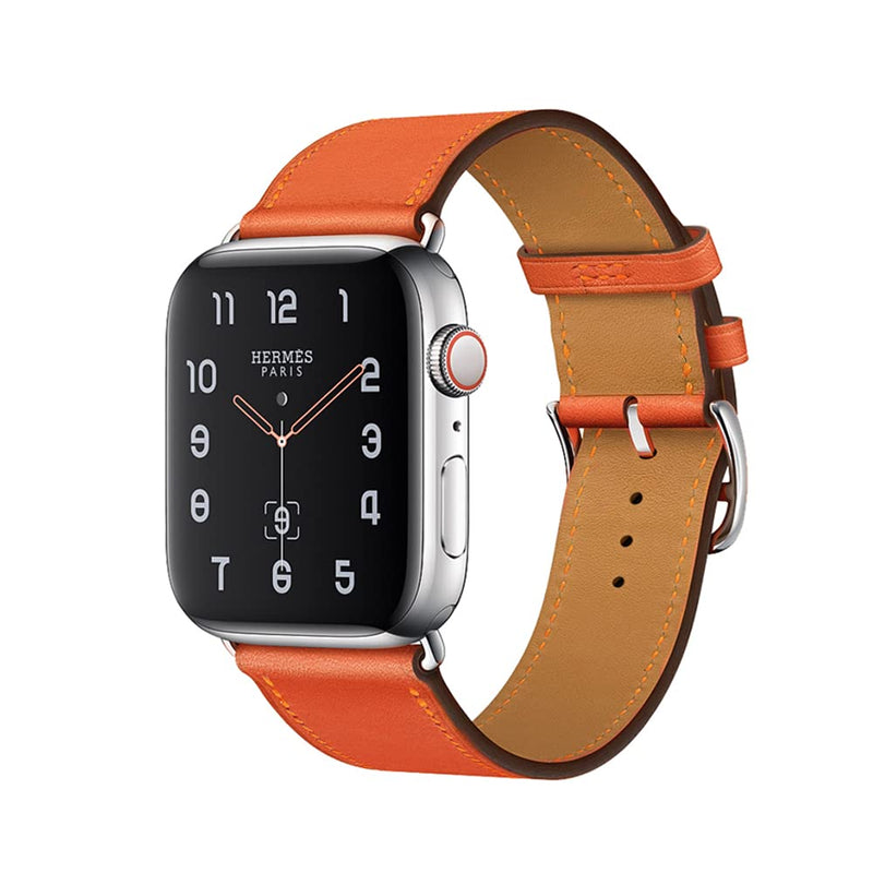 [Australia - AusPower] - iMall Leather Bands Compatible with Apple Watch Band 38mm 40mm 41mm 42mm 44mm 45mm, Leather Replacement Smart Watch Strap Compatible for iWatch Series 7 6 5 4 3 2 1,SE Orange 38/40/41 
