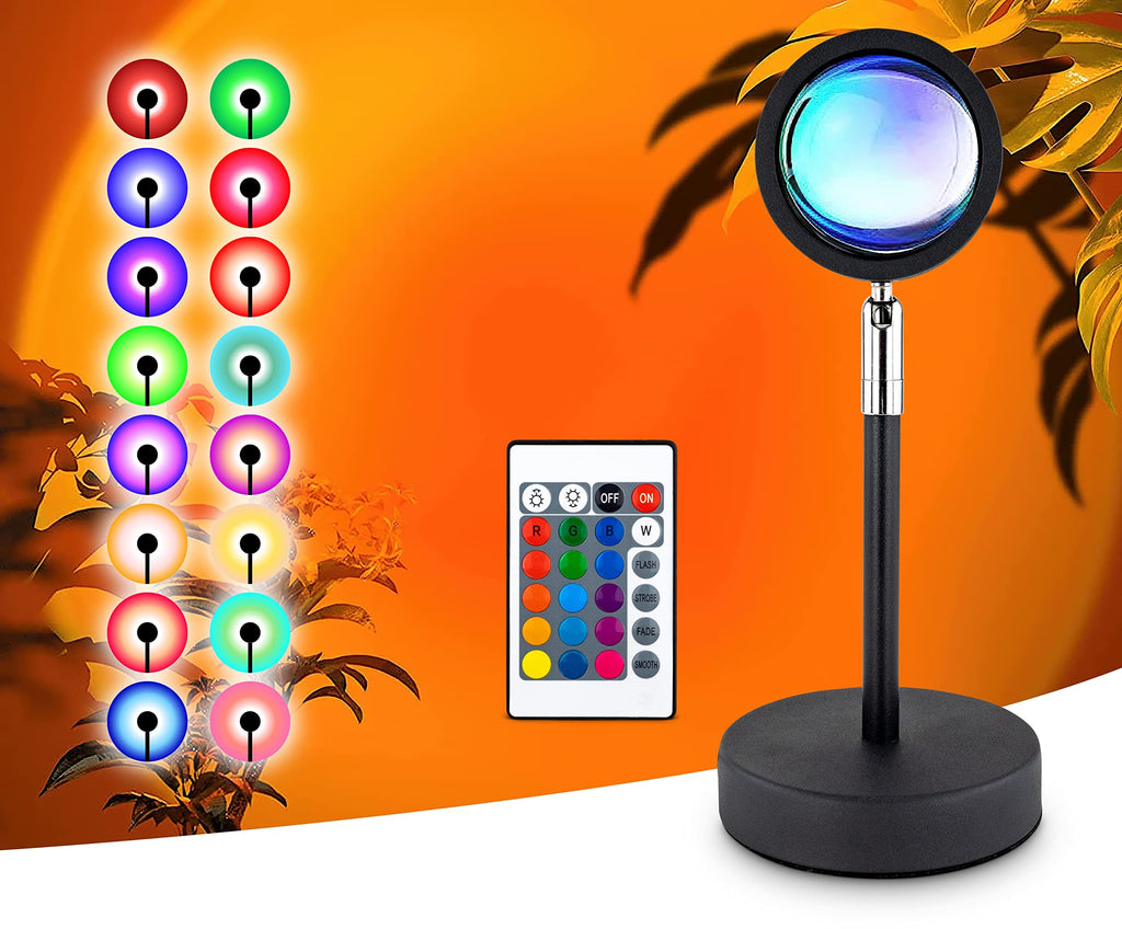 [Australia - AusPower] - Sunset Projector Lamp | Sunset Lamp | 16 Colors | 360 Degree Rotation | with Remote | USB Powered 