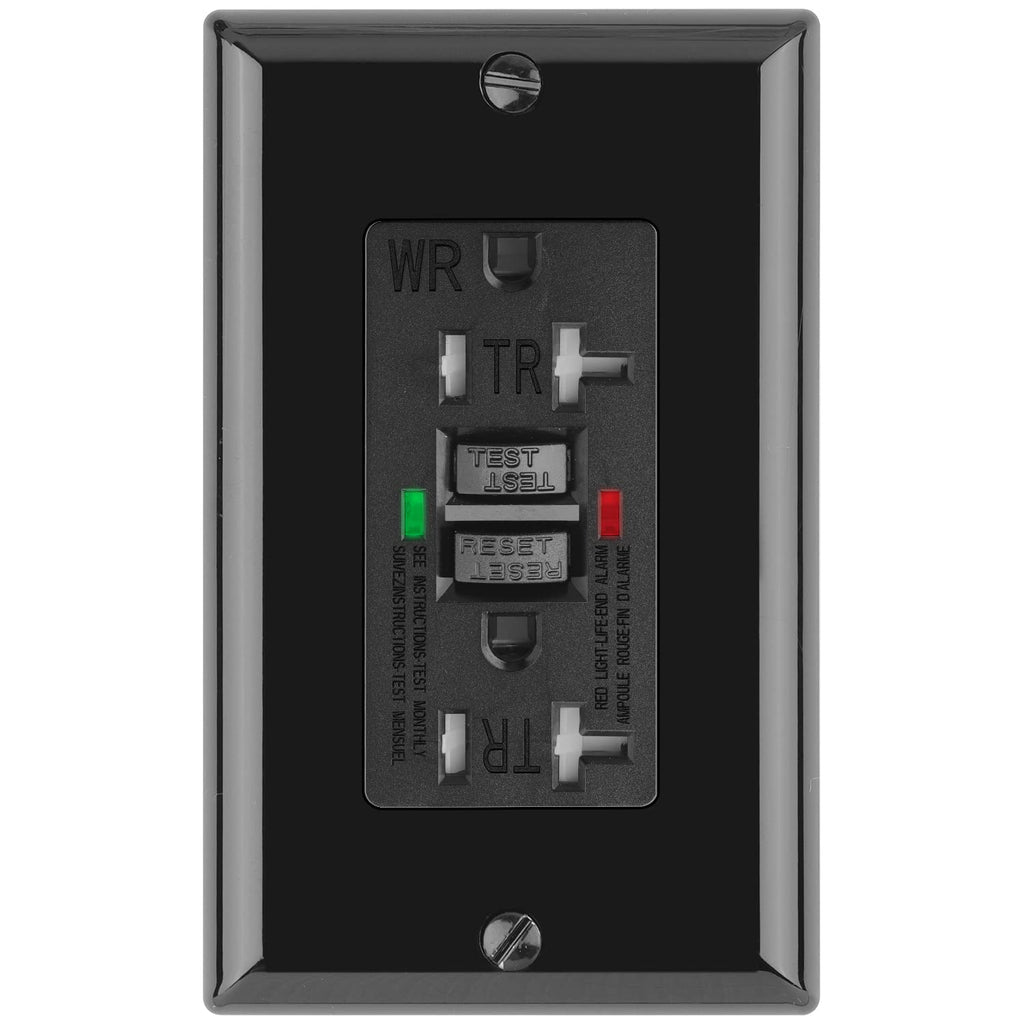 [Australia - AusPower] - ANKO GFCI Outlet 20 Amp, Tamper-Resistant, Weather Resistant Receptacle Indoor or Outdoor Use, 2 LED Indicator with Decor Wall Plates and Screws, Black 