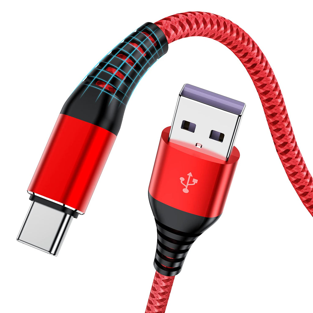 [Australia - AusPower] - USB Type C Cable, [3-Pack 3Ft] USB A to Type C Premium Nylon Braided 3 Feet Fast Charging Cord for Samsung Galaxy A51/ A20/ A10/ S10/ S9/ S8/ Note 8, Type C Charger 3 Foot USB Cable -Red Red 