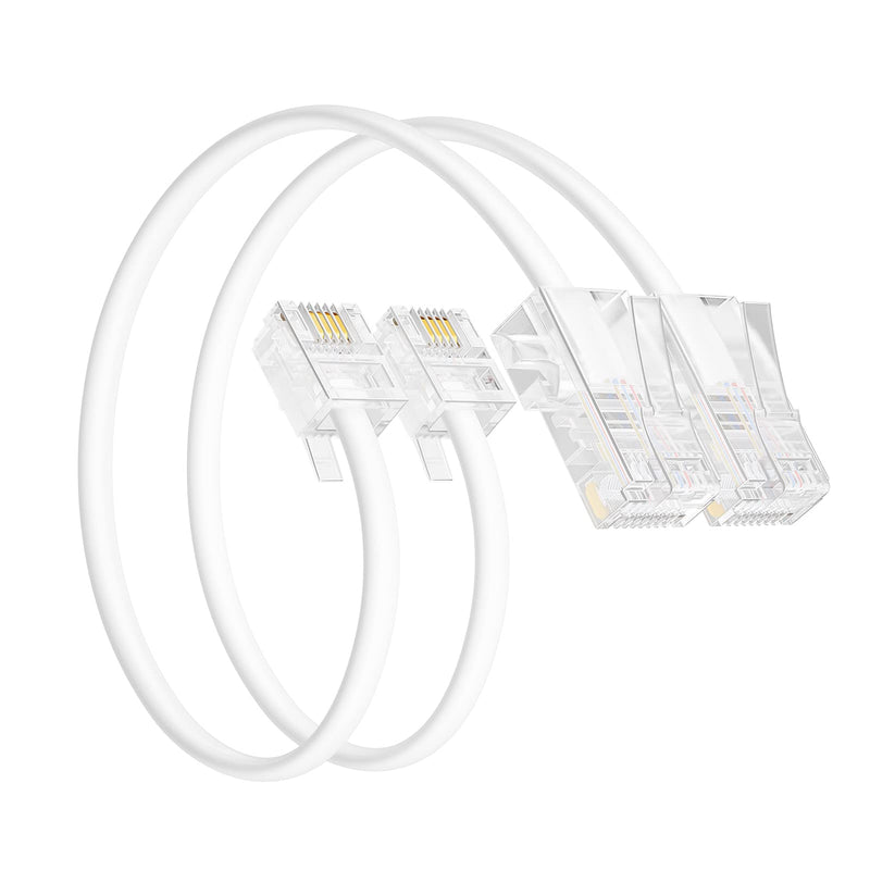 [Australia - AusPower] - Uvital Ethernet to Phone Line RJ45 Male to RJ11 Male Adapter for Landline Telephone, Fax, 2Pack (White) White 