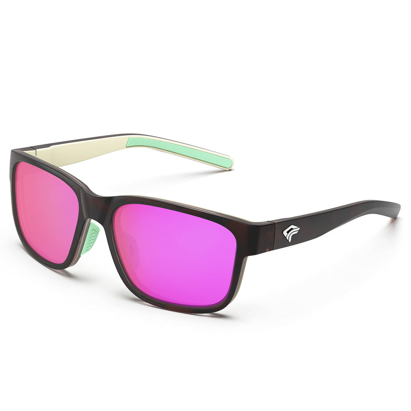 [Australia - AusPower] - TOREGE Sports Polarized Sunglasses for Men Women Glasses Cycling Running Fishing Boating Trekking Beach Glasses TR67 Brown-tortoise&light Blue&pink Purple Lens 