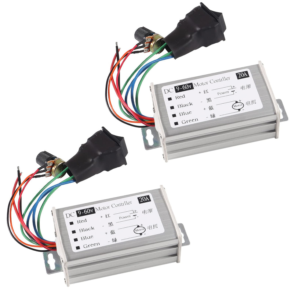 [Australia - AusPower] - UMLIFE 2PCS DC Motor Speed Controller 9-60V Forward/Reverse High Power PWM Control Switch Motor Speed Regulator DC 12V 24V 36V 48V 60V 20A 1200W 