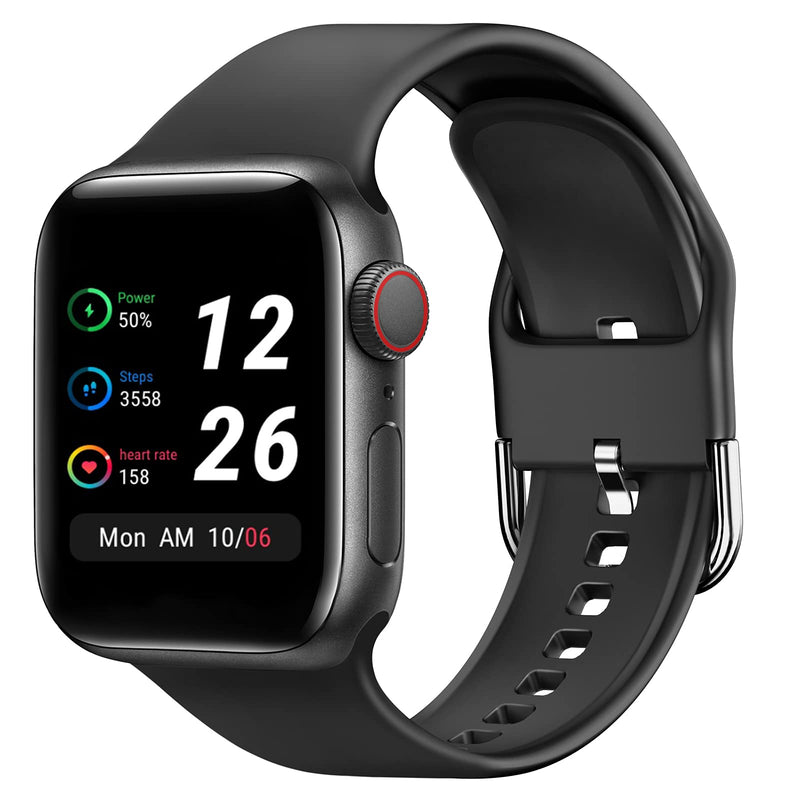 [Australia - AusPower] - Compatible with Apple Watch Band 45mm/41mm/44mm/40mm/42mm/38mm, ALTOUMAN Watch Bands Compatible for iWatch Series SE/7/6/5/4/3/2/1, Silicone Sport Strap Compatible with Apple Watch Bands for Women Men Black 38mm/40mm/41mm 