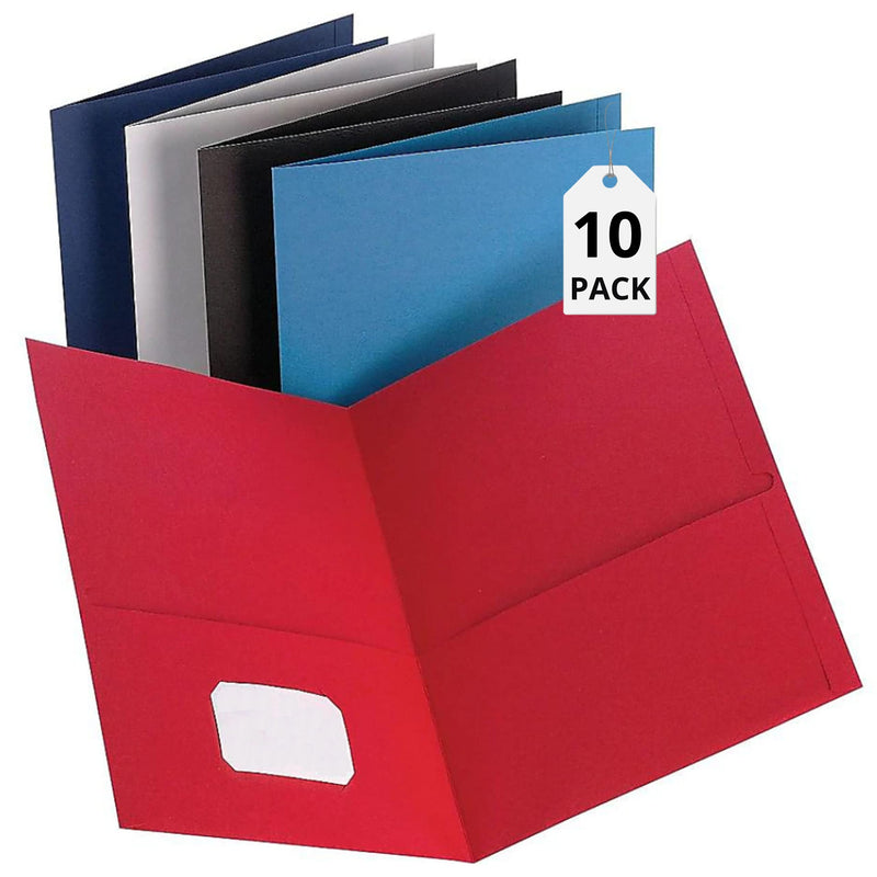 [Australia - AusPower] - 1InTheOffice 2 Pocket Folders Assorted Colors, Folders with Pockets Letter Size, 10 Packs 