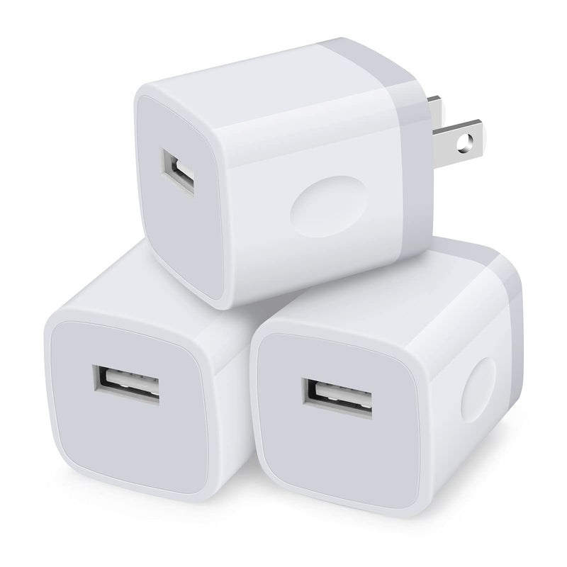 [Australia - AusPower] - Charging Blocks for iPhone, Charger Box Sicodo 3Pack Plug in Phone Charger Single Port USB Power Adapter Cell Phone Brick Charging Cube for iPhone SE 12Pro 11 X XR XS 8, Samsung Glaxy S21 S20 10 LG 