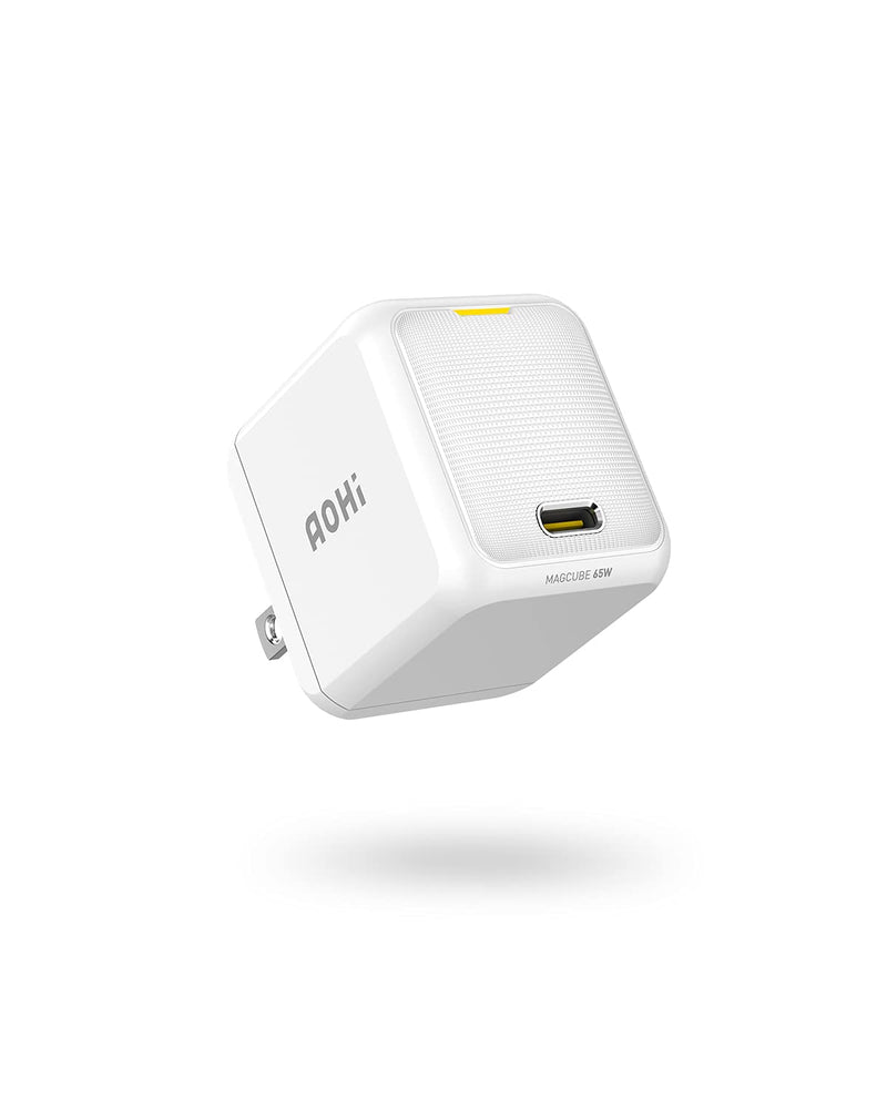 [Australia - AusPower] - USB C Charger, AOHI Magcube 65W PD Fast Charger GaN+ Wall Charger Power Adapter Charger for MacBook Pro/Air, Galaxy S20/S10, Note 20/10+, iPhone 13/13 Pro/12/Pro/Mini White (Cable Not Included) 