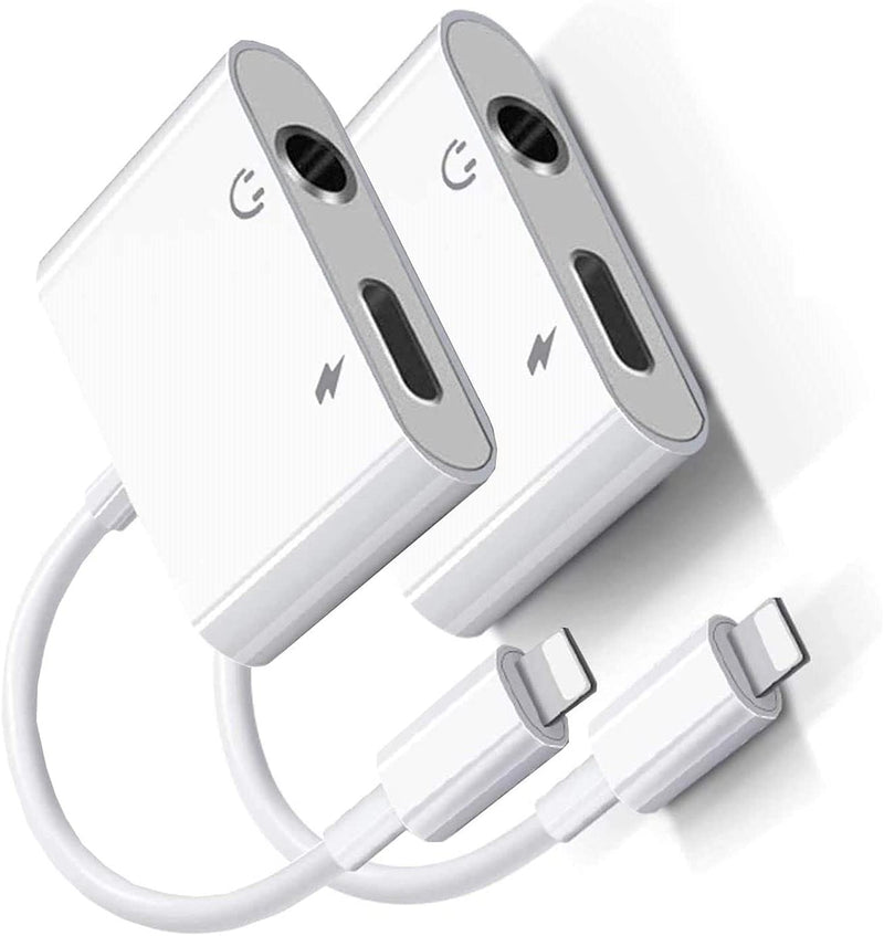 [Australia - AusPower] - [Apple MFi Certified] 2 Pack Headphone Adapter for iPhone,iPhone Adapter for Headphone Jack and Charger 2 in 1 Lightning to 3.5mm AUX Audio + Charger Splitter for iPhone 13/12/11/XS/XR/X 8 7/iPad 