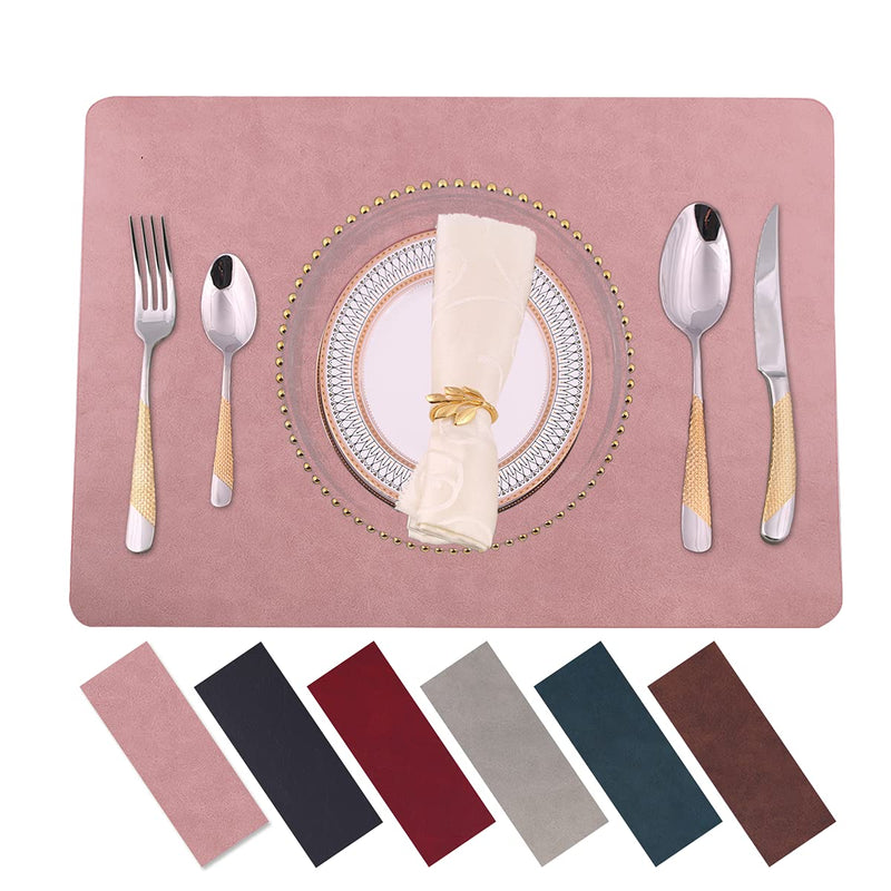 [Australia - AusPower] - Placemats,Placemats for Dining Table Set of 4,11.8" x 17"Reusable Faux Leather Heat-Resistant Place Mats,Waterproof Table Mats,Non-Slip for Dining Table Decor (Pink, 4) Pink 