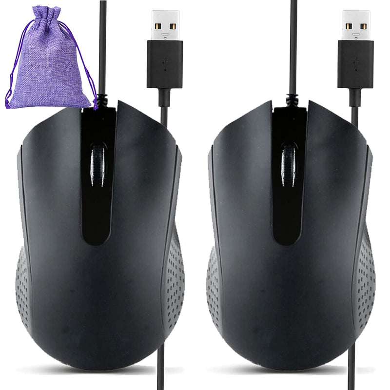 [Australia - AusPower] - alla 2PACK Office Small USB Mouse for chromebook Laptop Computer Optical Wired pc mice with Carry Pouch 